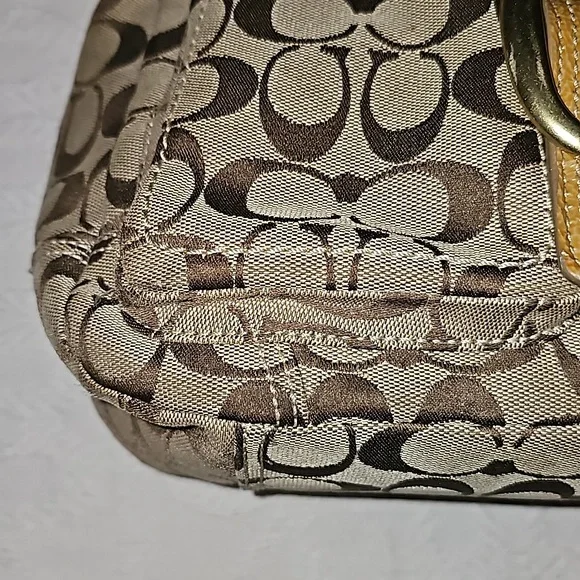 VTG Coach purse Y2K brown and patent leather yellow gold 12562 - Picture 4 of 12